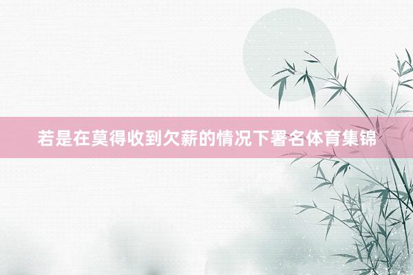 若是在莫得收到欠薪的情况下署名体育集锦