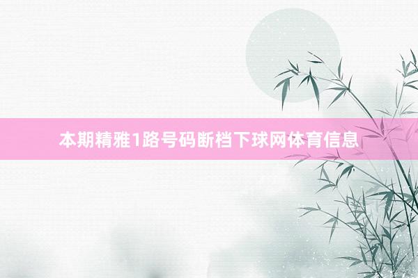 本期精雅1路号码断档下球网体育信息