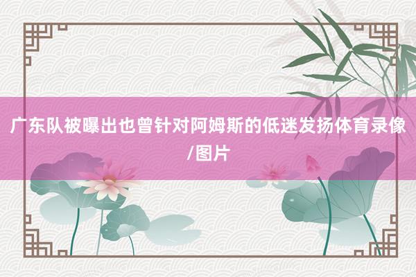 广东队被曝出也曾针对阿姆斯的低迷发扬体育录像/图片