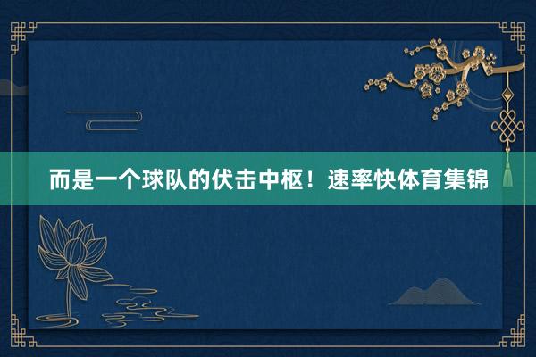 而是一个球队的伏击中枢！速率快体育集锦