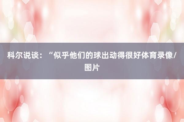 科尔说谈：“似乎他们的球出动得很好体育录像/图片