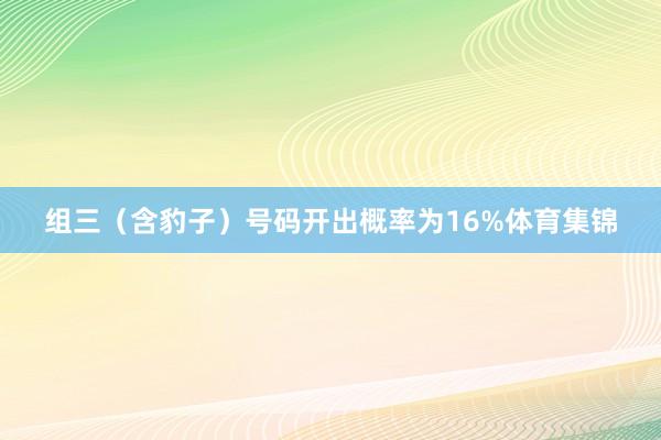 组三（含豹子）号码开出概率为16%体育集锦