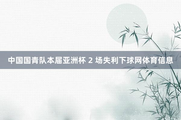 中国国青队本届亚洲杯 2 场失利下球网体育信息