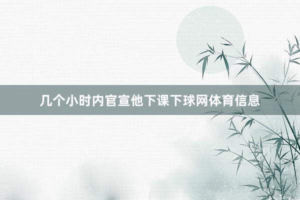 几个小时内官宣他下课下球网体育信息