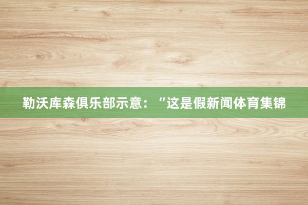 勒沃库森俱乐部示意：“这是假新闻体育集锦