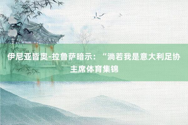 伊尼亚皆奥-拉鲁萨暗示：“淌若我是意大利足协主席体育集锦