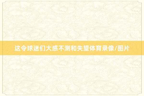 这令球迷们大感不测和失望体育录像/图片