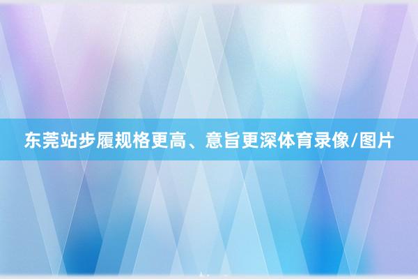 东莞站步履规格更高、意旨更深体育录像/图片