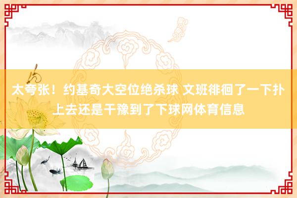 太夸张！约基奇大空位绝杀球 文班徘徊了一下扑上去还是干豫到了下球网体育信息