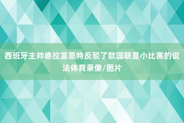 西班牙主帅德拉富恩特反驳了欧国联是小比赛的说法体育录像/图片