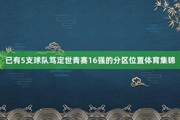 已有5支球队笃定世青赛16强的分区位置体育集锦