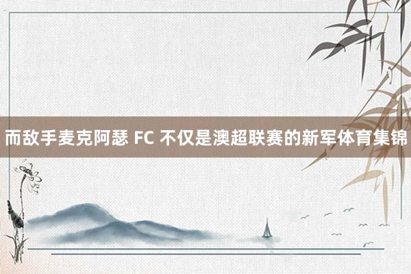 而敌手麦克阿瑟 FC 不仅是澳超联赛的新军体育集锦