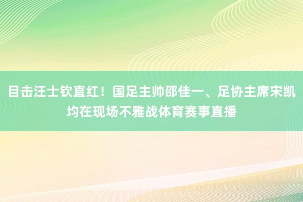 目击汪士钦直红！国足主帅邵佳一、足协主席宋凯均在现场不雅战体育赛事直播