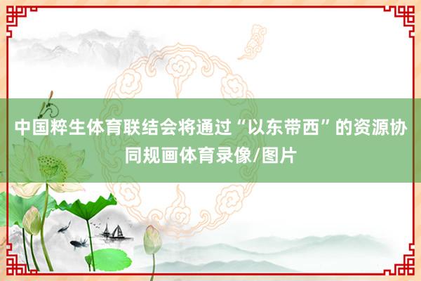 中国粹生体育联结会将通过“以东带西”的资源协同规画体育录像/图片