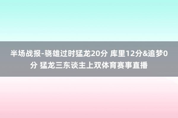 半场战报-骁雄过时猛龙20分 库里12分&追梦0分 猛龙三东谈主上双体育赛事直播